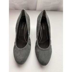 Vionic Gray Suede Wedge Heel Comfortable Everyday Shoes US 6